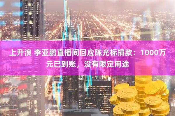 上升浪 李亚鹏直播间回应陈光标捐款：1000万元已到账，没有限定用途